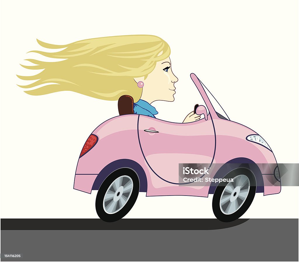 Garota em um roadster - Vetor de Mulheres royalty-free