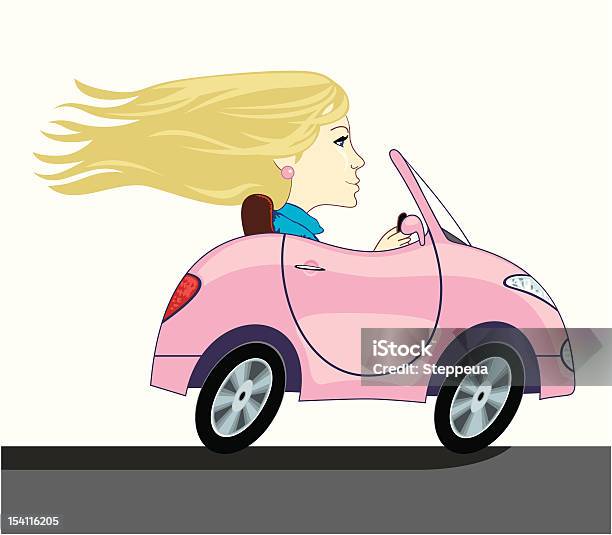 Девушка В Roadster — стоковая векторная графика и другие изображения на тему Женщины - Женщины, Живопись - художественное произведение, Светлые волосы