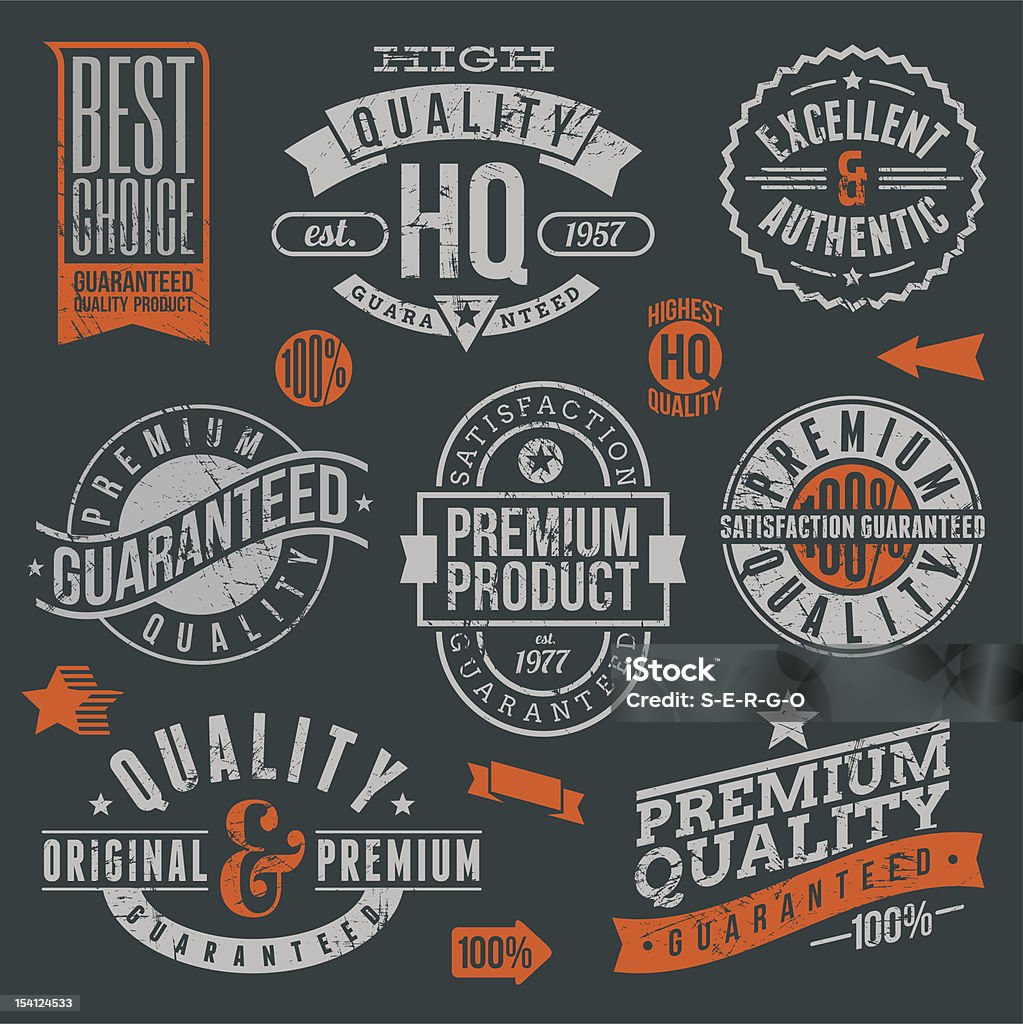 Quality and guaranteed logos and badges Quality and guaranteed - vector signs, emblems and labels Business stock vector