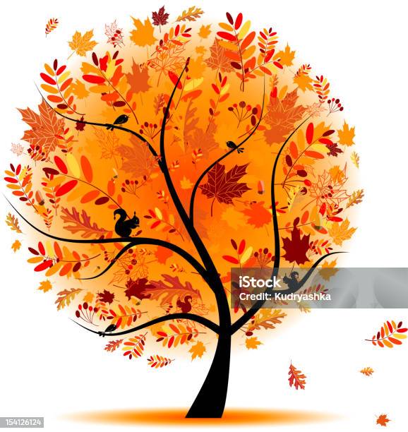 Beautiful Autumn Tree For Your Design Stock Illustration - Download Image Now - Abstract, Animal, Autumn