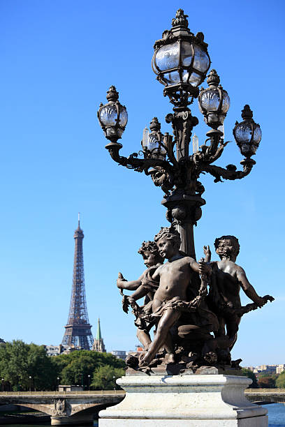 istock Renaissance street lamp with Eiffel Tower 154126148