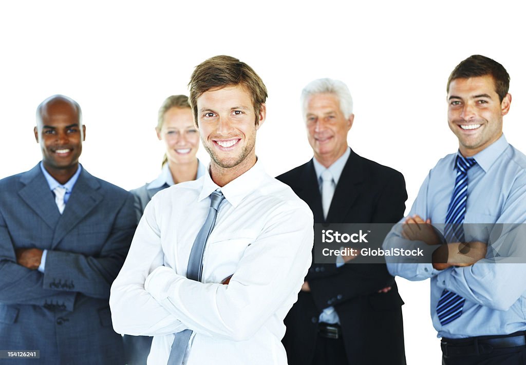 Lächelnd Geschäftsleute mit gefalteten Händen - Lizenzfrei Aktiver Senior Stock-Foto