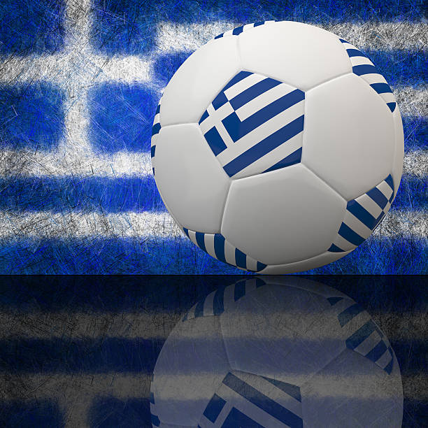 greece flag on 3d football - juventus fc 個照片及圖片檔