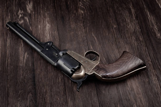 istock Antique american old west percussion revolver 1541356283