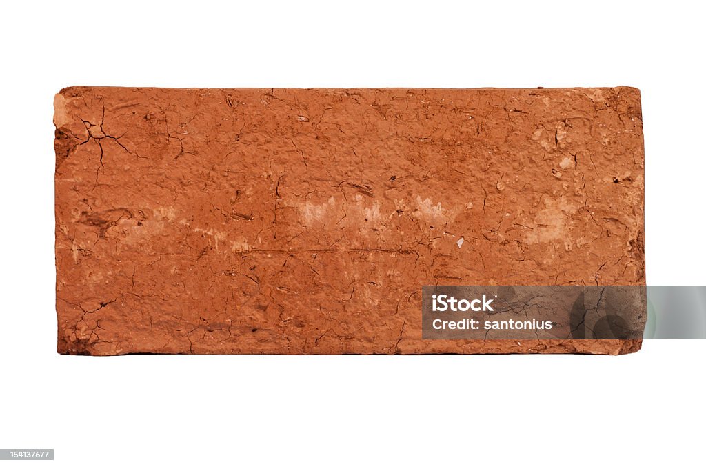 original Brick Straight on closeup shot of a solitary red brick used in construction and home building. Brick Stock Photo
