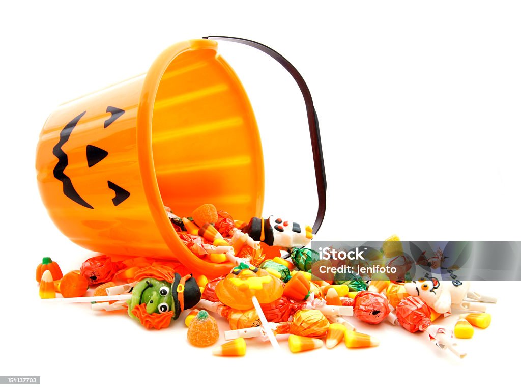 Halloween Jack o Lantern souvenir com spilling candy - Foto de stock de Doces royalty-free