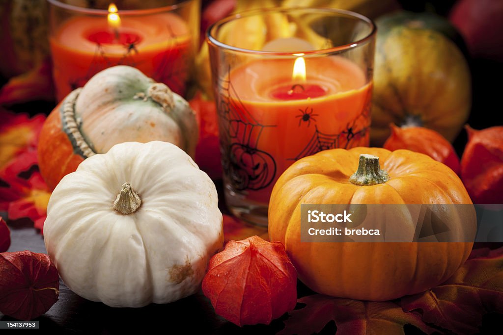 Happy Halloween Happy Halloween - pumpkins and candles still life Agriculture Stock Photo