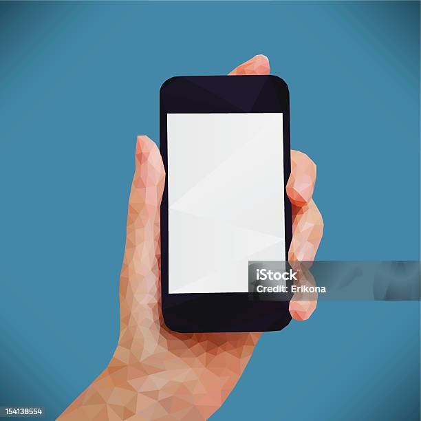 Triangle Hand Holding Smart Phone Stock Illustration - Download Image Now - Blogging, Blue, Communication