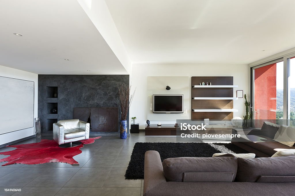 Large modern open space living room beautiful house, modern style, living room Living Room Stock Photo