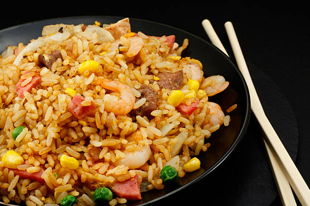 Chinese special fried rice takeaway food A plate of oriental food Special fried rice fried rice stock pictures, royalty-free photos & images