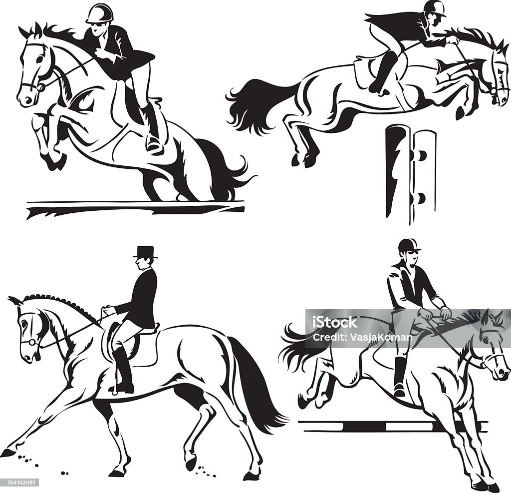 Équestre de saut d'obstacles et du Dressage - clipart vectoriel de Cheval libre de droits