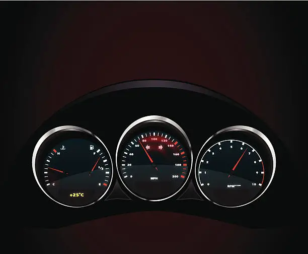Vector illustration of Vector realistic car dashboard