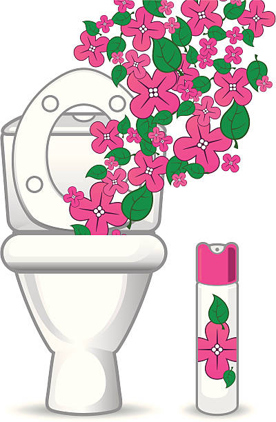 トイレと花エアフレッシュナー - toilet public restroom air freshener cleaning点のイラスト素材／クリップアート素材／マンガ素材／アイコン素材