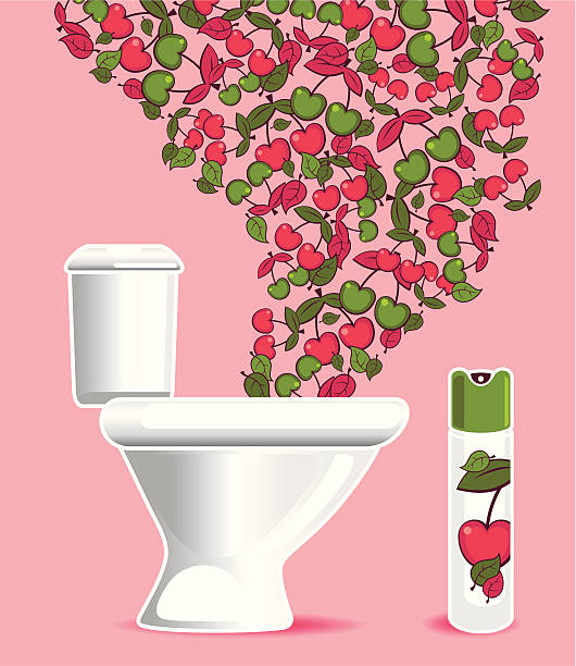 illustrazioni stock, clip art, cartoni animati e icone di tendenza di wc e ciliegia purificatore d'aria - toilet public restroom air freshener cleaning