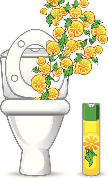 toilet and orange air freshener vector art illustration