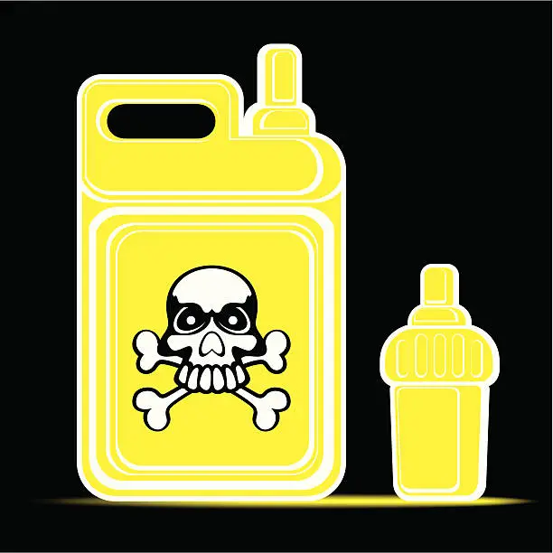 Vector illustration of bottle with a skull