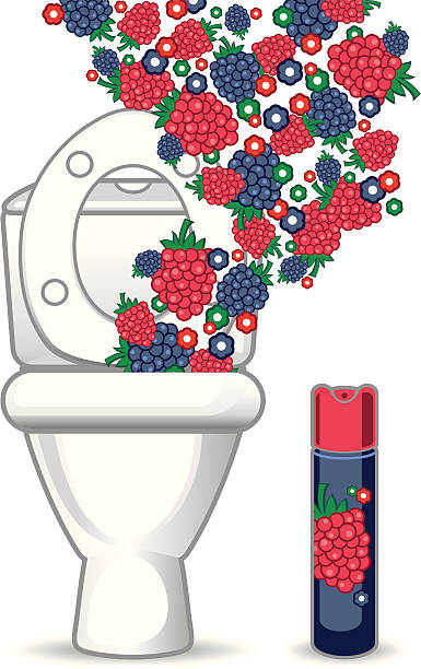 トイレとラズベリーエアフレッシュナー - toilet public restroom air freshener cleaning点のイラスト素材／クリップアート素材／マンガ素材／アイコン素材