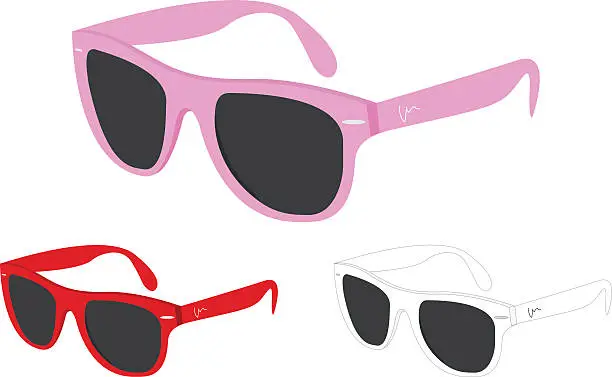 Vector illustration of Three different color sunglasses
