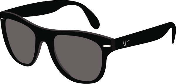 Wayfarer style sunglasses in black, very fashionable style. Fully editable.
