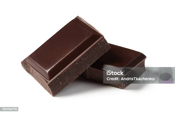 Two Pieces Of Chocolate Stock Photo - Download Image Now - Block Shape, Broken, Brown