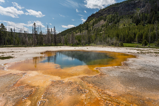Beautiful thermal lake view in the Yellowstone National Park in Wyoming, USA