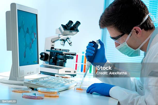 Laboratory Technician At Work Stock Photo - Download Image Now - Adult, Beaker, Biology