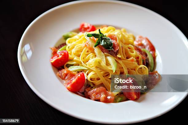 Tagliatelle With Salmon Stock Photo - Download Image Now - Color Image, Food, Horizontal