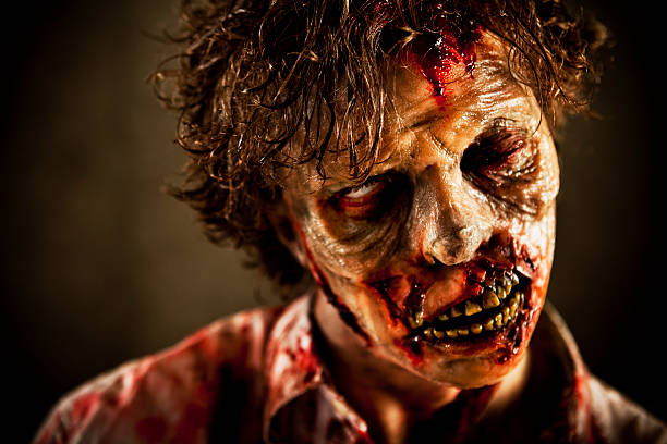 Close Up of Special Effects Zombie Face and Makeup stock photo
