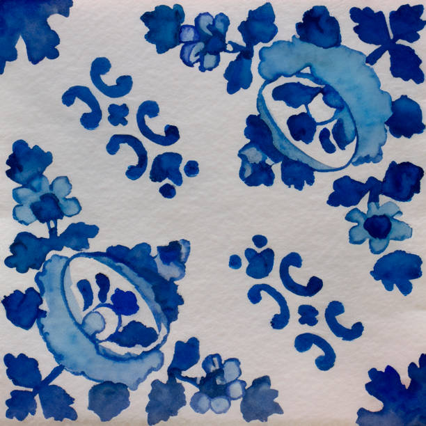 istock Watercolor illustration of portuguese ceramic tiles pattern 1541589140