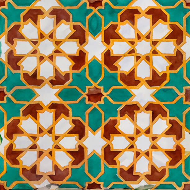 istock Watercolor illustration of portuguese ceramic tiles pattern 1541589652