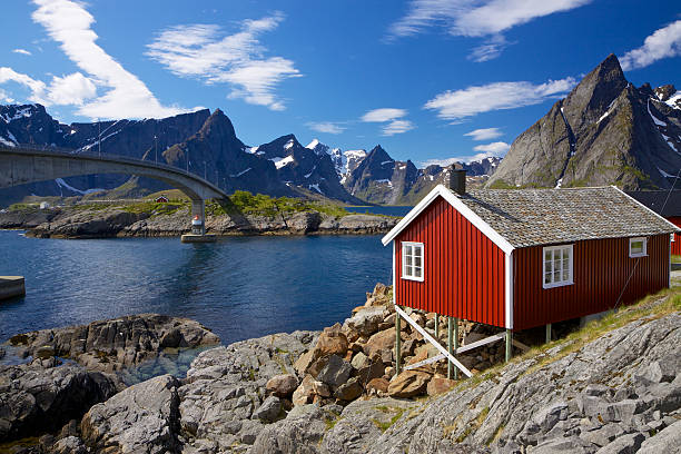 istock Red rorbu fishing hut 154161156