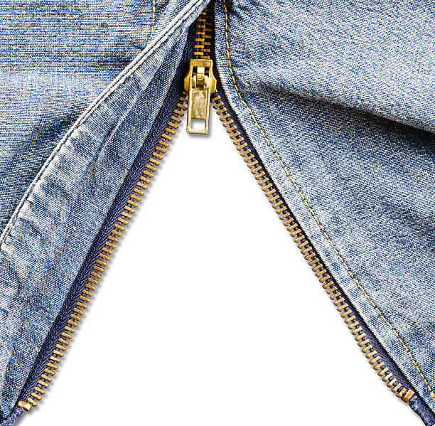 istock Closeup of zipper in blue denim. 154163195
