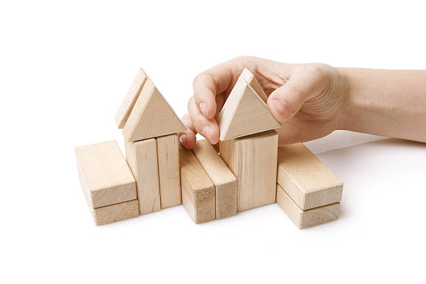 istock Wooden toy blocks on white background 154167770