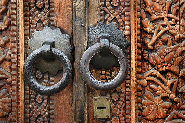 istock Old figured wooden door 154167960