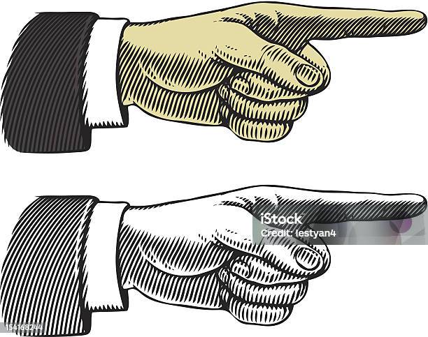 Hand With Pointing Finger Stock Illustration - Download Image Now - Pointing, Retro Style, Old-fashioned