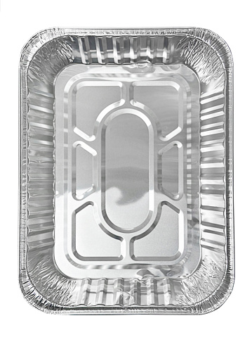 Aluminum tray on white background