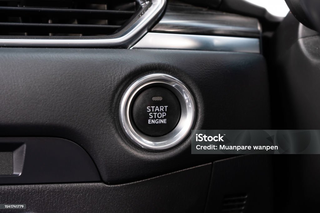 Car Engine Buttons Close Up Engine Car Start Button Start Stop Engine Modern New Car ...