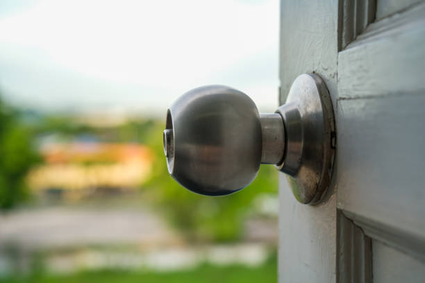 istock Stainless steel door knob door handle and lock. 1541795671