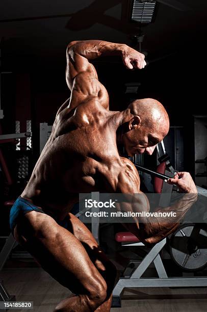 Bodybuilder Posing In The Gym Stock Photo - Download Image Now - Adult, Adults Only, Anaerobic Exercise