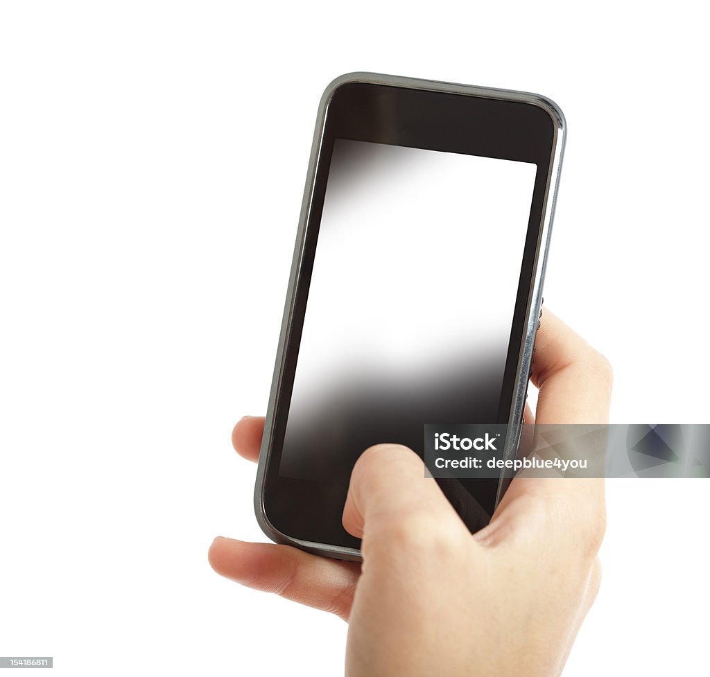 Mulher Mão segurando o smartphone com tela em branco - Foto de stock de Adulto royalty-free