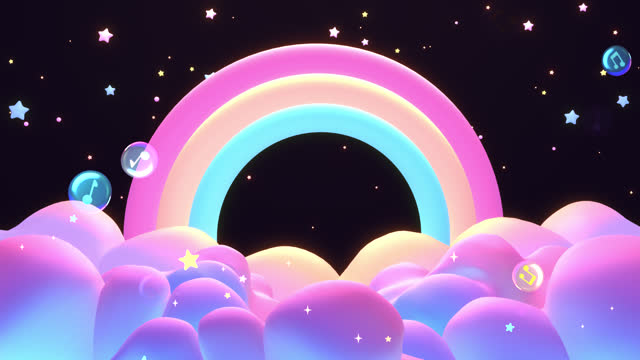 rainbow and bubble music notes