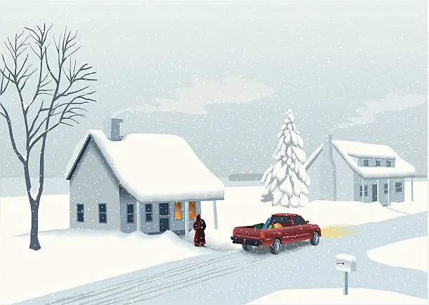 Vector illustration of Santa with truck