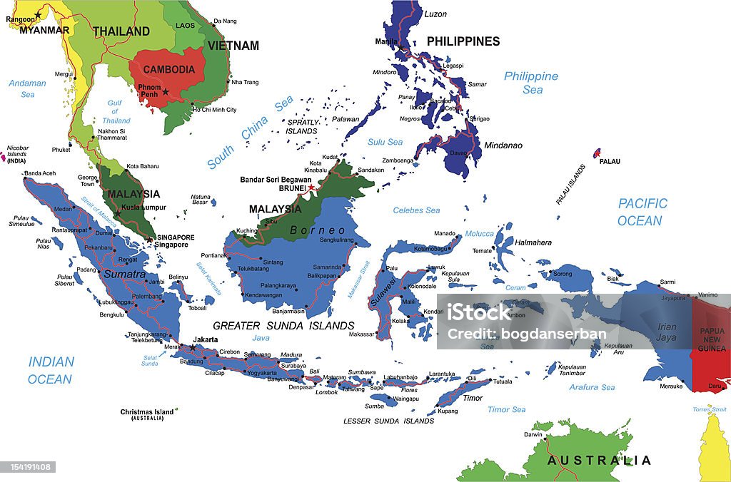 Mapa de Indonesia - arte vectorial de Cartografía libre de derechos