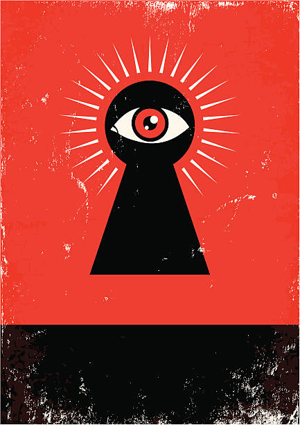 ilustrações de stock, clip art, desenhos animados e ícones de olhar através do buraco de fechadura - surveillance human eye security privacy