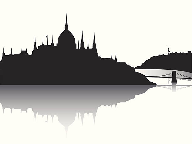 Vue sur la ville de Budapest avec reflet - Illustration vectorielle