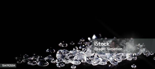 Diamonds On A Black Background With Copy Space Stock Photo - Download Image Now - Artificial, Black Color, Copy Space