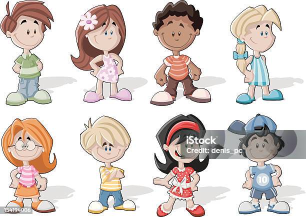 Cute Happy Cartoon Kids Stock Illustration - Download Image Now -  Friendship, Blond Hair, Boys - iStock