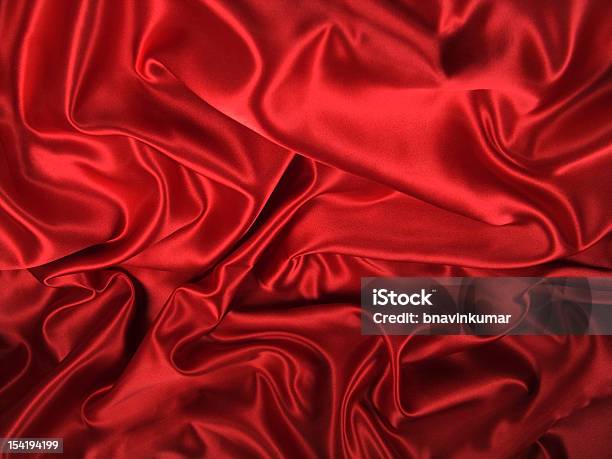 Red Satin Fabric Stock Photo - Download Image Now - Red, Satin, Sheet - Bedding