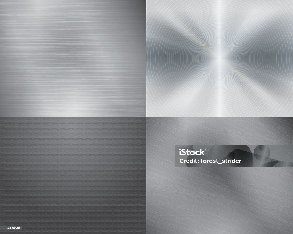 Four different displays of the color grey in gradation Circular aluminum, steel, metal,  Textured stock vector