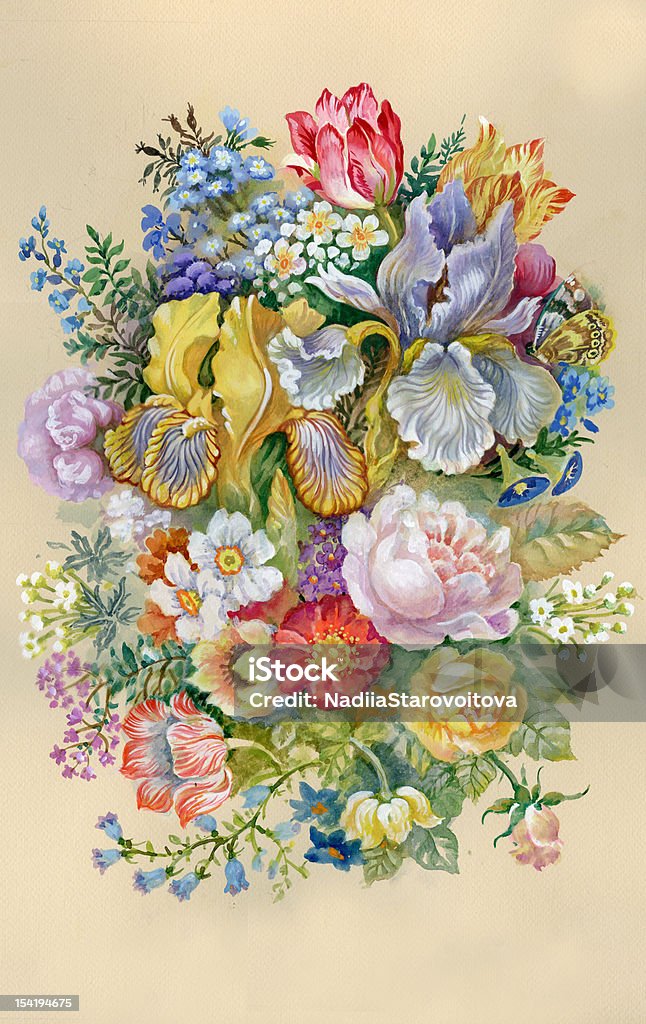 Fleur aquarelle Collection: Bouquet de fleurs - Illustration de Image colorisée libre de droits